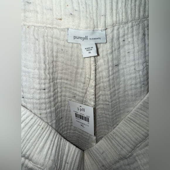 NWT Pure Jill Textured Cotton-Gauze Pants Size XL Cream Multi Beachy Relaxed - Picture 4 of 6